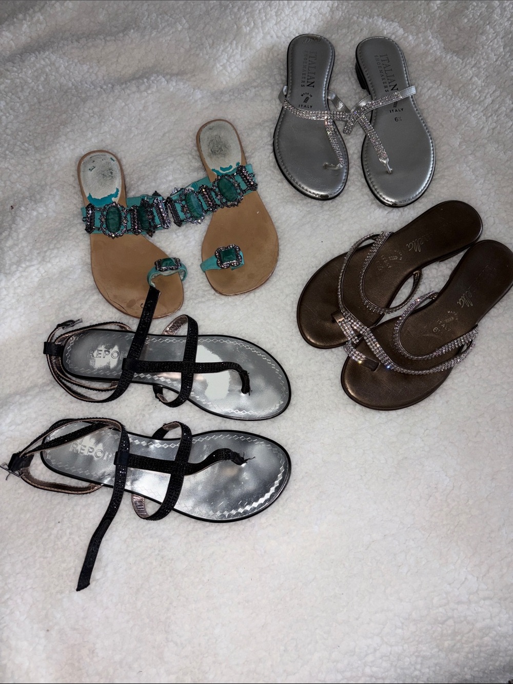 Beaded Women’s Slide Sandals bundle of 4 size 6&6.5